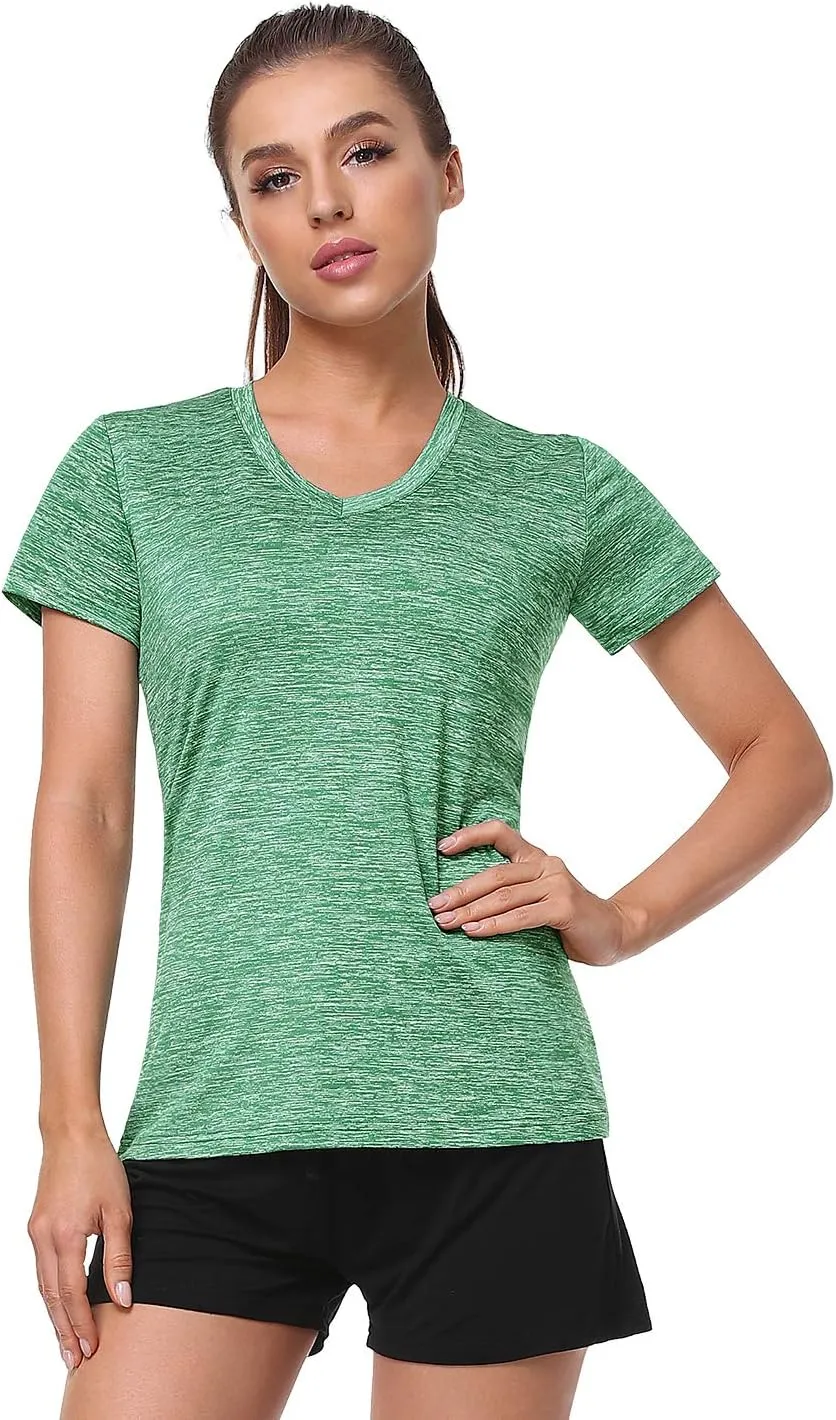5-Pack Women's Short Sleeve Dry Fit T-Shirt Moisture Wicking Athletic V-Neck Tee