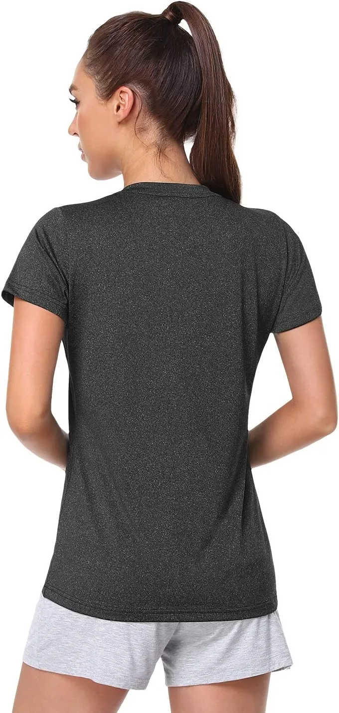 5-Pack Women's Short Sleeve Dry Fit T-Shirt Moisture Wicking Athletic V-Neck Tee