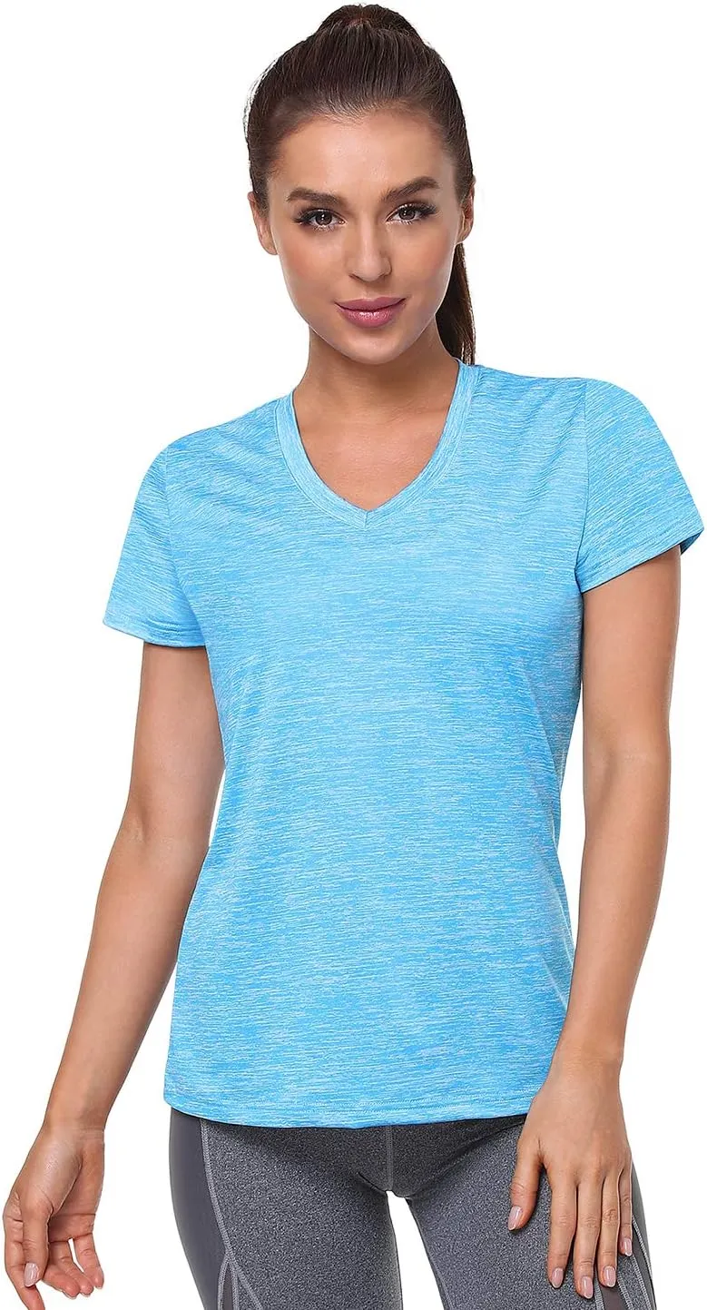 5-Pack Women's Short Sleeve Dry Fit T-Shirt Moisture Wicking Athletic V-Neck Tee