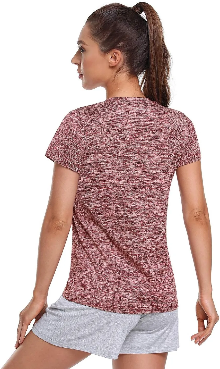 5-Pack Women's Short Sleeve Dry Fit T-Shirt Moisture Wicking Athletic V-Neck Tee