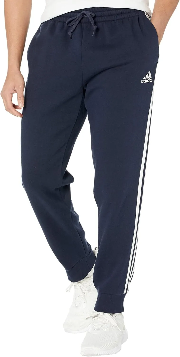 adidas Men's Essentials Fleece Tapered Cuff 3-Stripes Pants