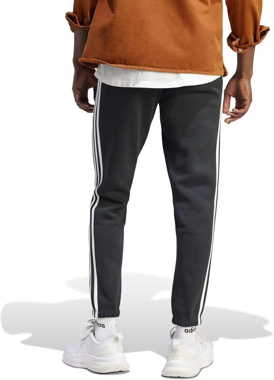adidas Men's Essentials Fleece Tapered Cuff 3-Stripes Pants