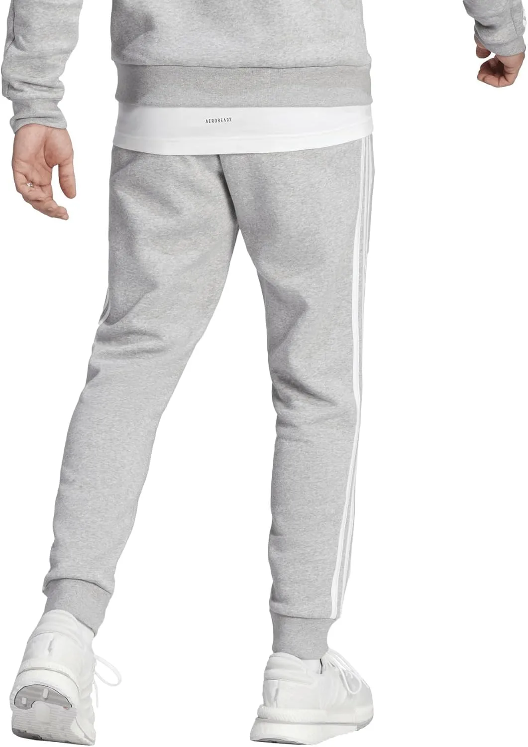 adidas Men's Essentials Fleece Tapered Cuff 3-Stripes Pants