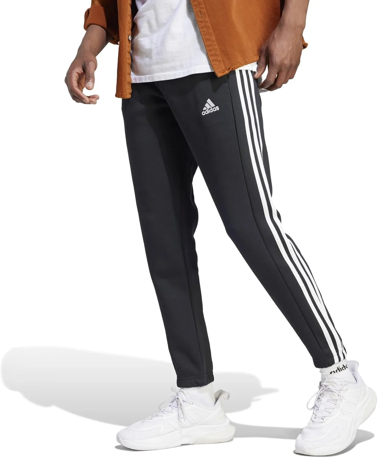 adidas Men's Essentials Fleece Tapered Cuff 3-Stripes Pants