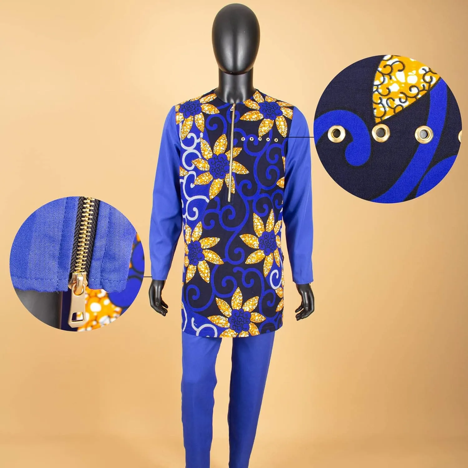 African Traditional Clothing for Men Print Shirts and Pants 2 Piece Set Formal Suit for Wedding Evening