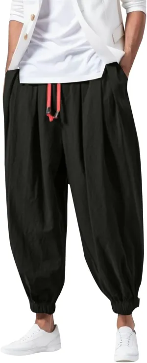 Alalaso Parachute Pants Men Hip Hop Harem Pants Fashion Solid Color Oversized Tapered Pants Casual Comfy Baggy Trouser