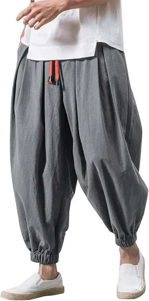 Alalaso Parachute Pants Men Hip Hop Harem Pants Fashion Solid Color Oversized Tapered Pants Casual Comfy Baggy Trouser