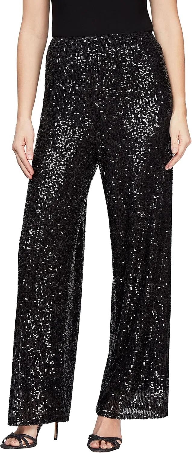 Alex Evenings Women's Straight Leg Dress Pant for Mother of The Bride, Elegant Party Outfit (Petite and Regular Sizes)
