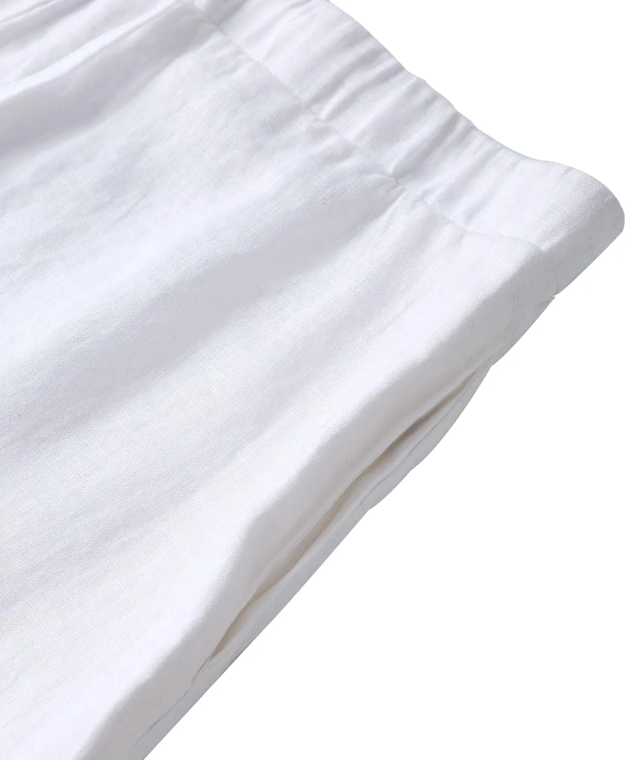 Amazhiyu Men's 100% Linen Summer Casual Elastic Drawstring Loose Pants Pockets