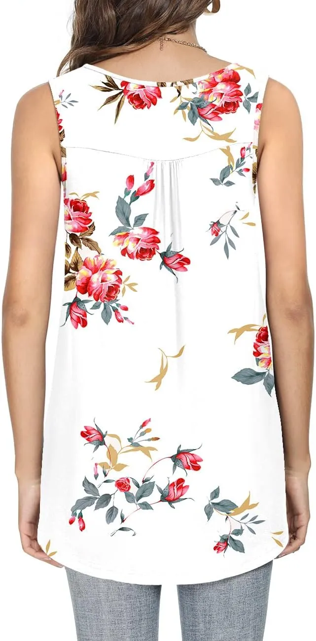 Aodemo Womens 2025 Summer Tank Tops Sleeveless Shirts Henley Tunic Ladies Flowy Casual Blouse for Leggings