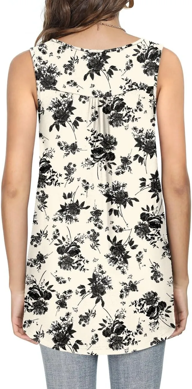 Aodemo Womens 2025 Summer Tank Tops Sleeveless Shirts Henley Tunic Ladies Flowy Casual Blouse for Leggings