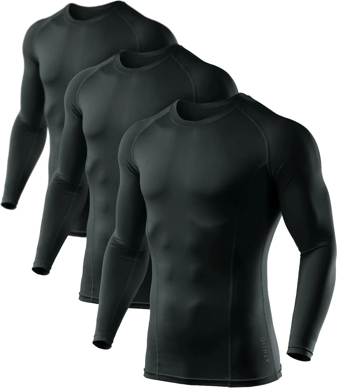 ATHLIO Men's UPF 50  Long Sleeve Compression Shirts, Water Sports Rash Guard Base Layer, Athletic Workout Shirt