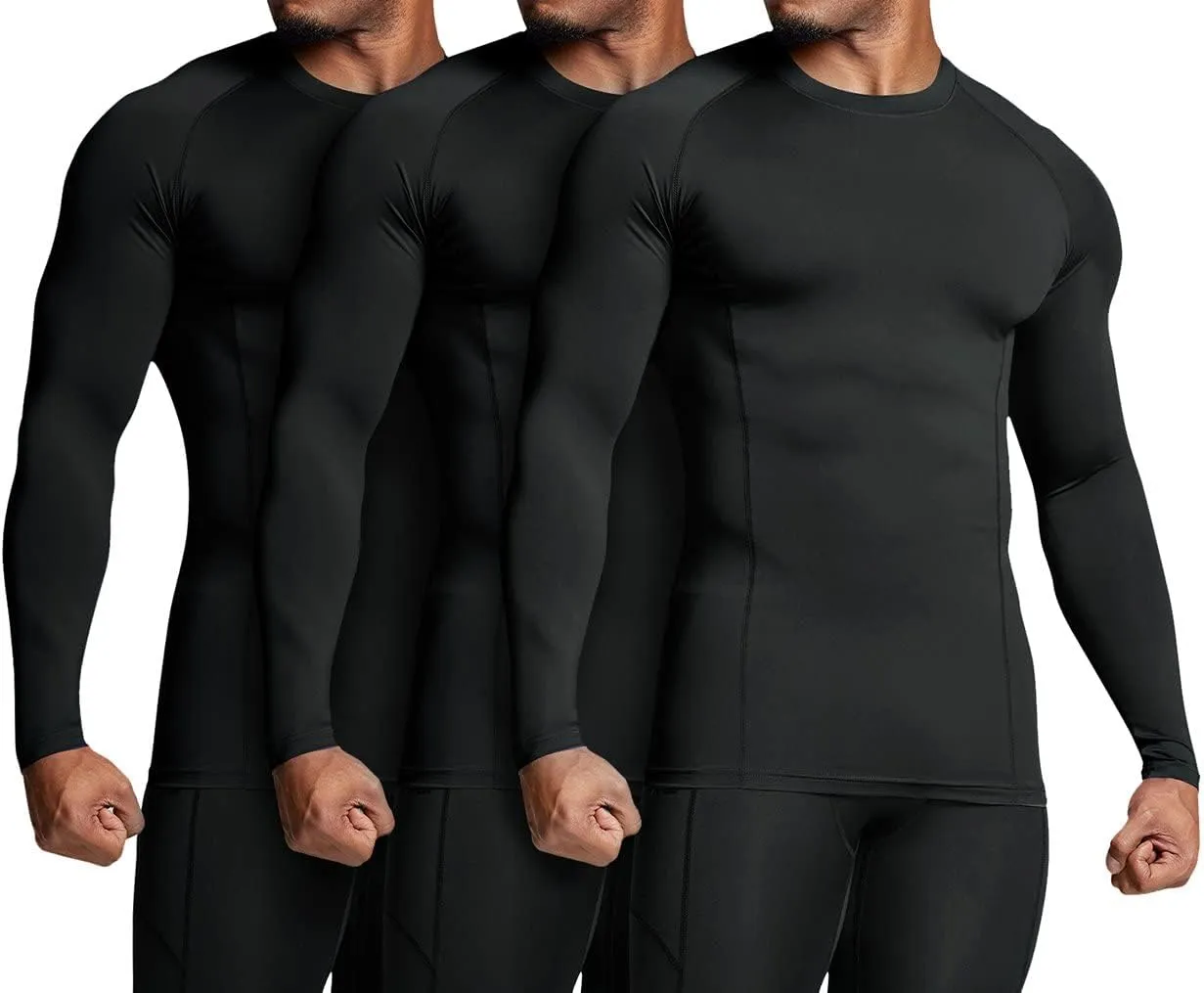 ATHLIO Men's UPF 50  Long Sleeve Compression Shirts, Water Sports Rash Guard Base Layer, Athletic Workout Shirt
