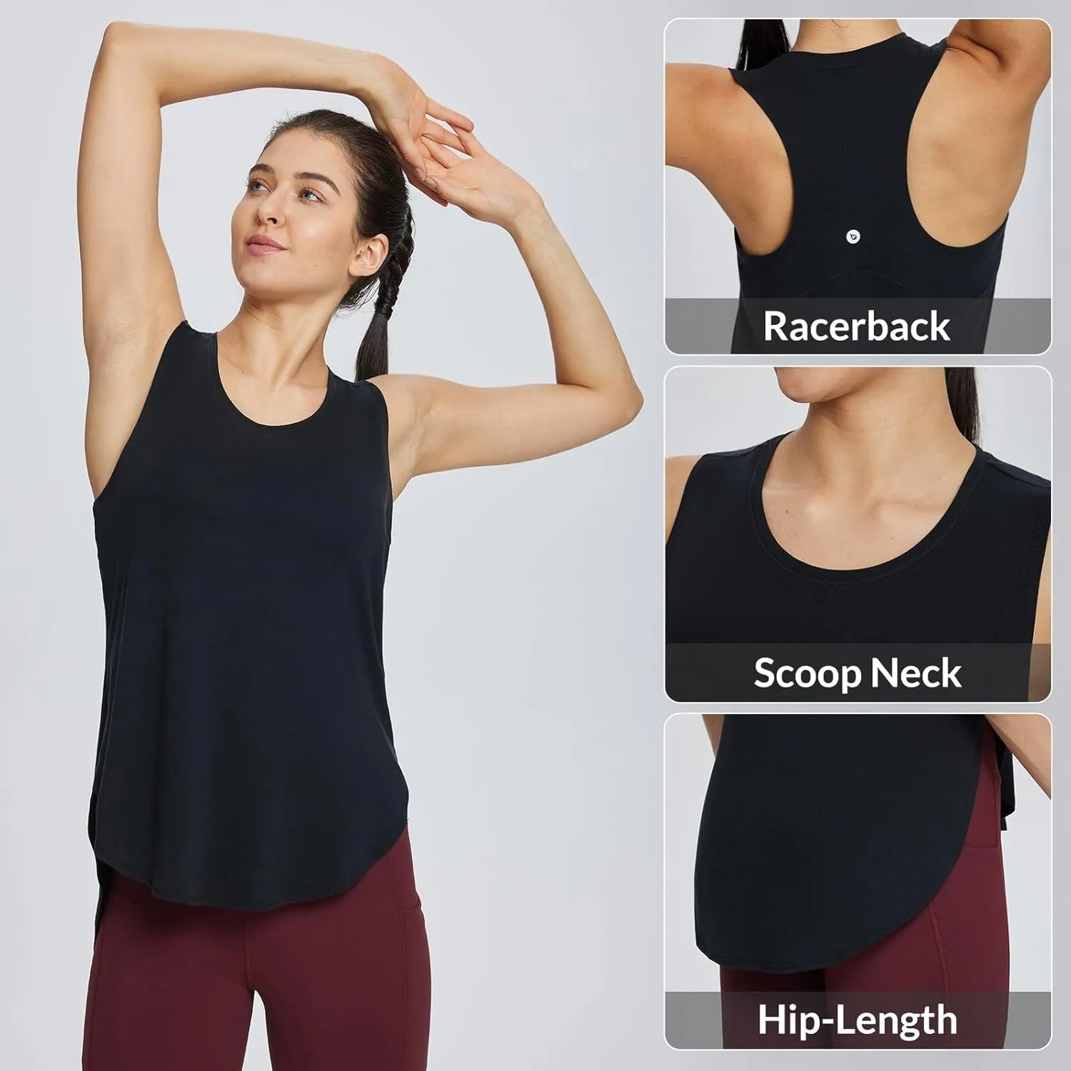 baleaf Women's Workout Tank Tops Loose Fit Racerback Top Sleeveless Shirts Lightweight Yoga Athletic Gym Running