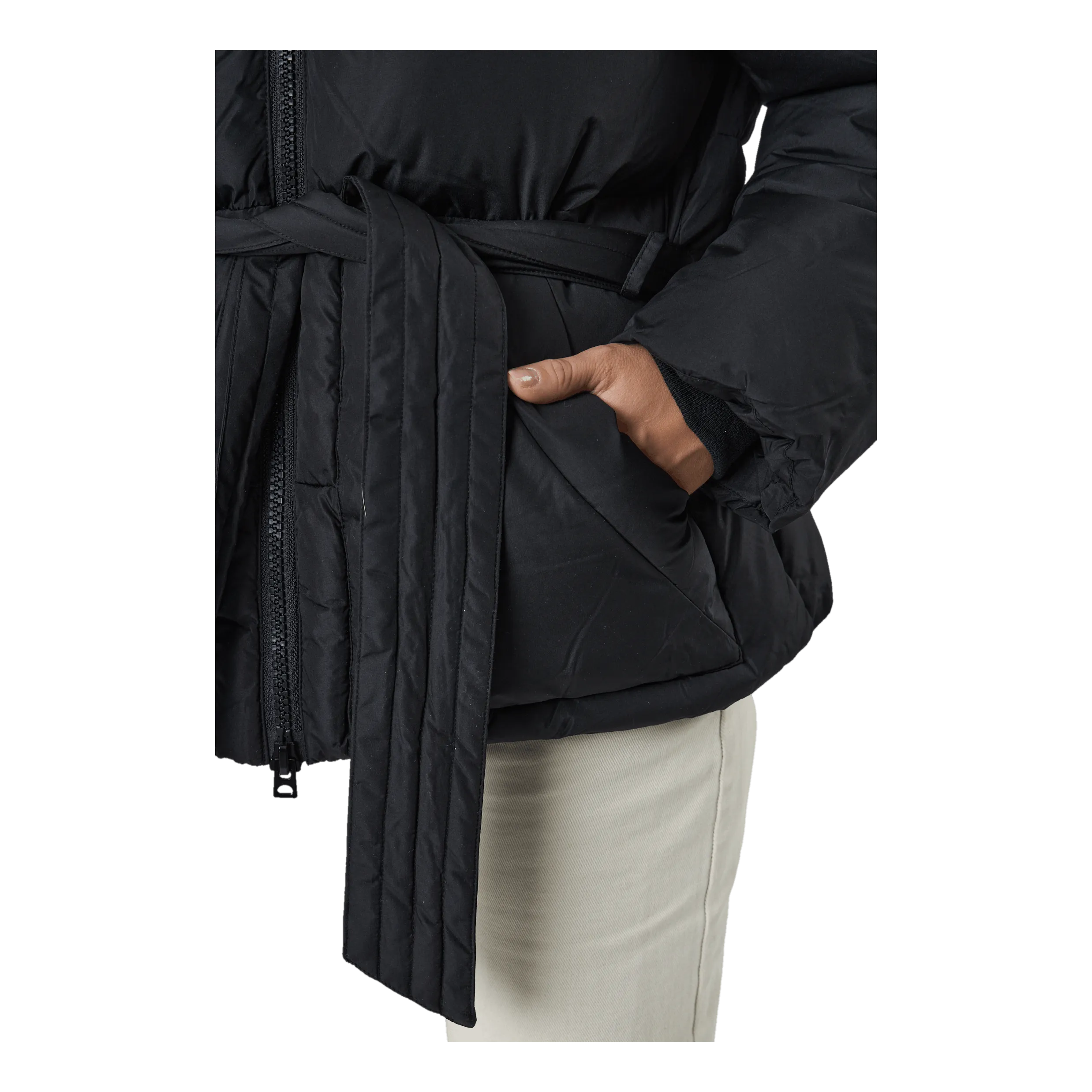 Beltet Short Padded Hood Jacke Black