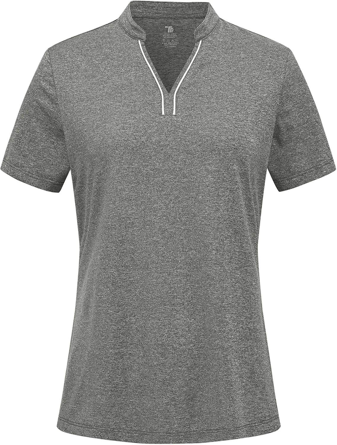 BGOWATU Women's Golf Polo Shirts Short Sleeve Collarless Y-Neck Tennis Tops Quick Dry UPF 50  Workout Shirt Lightweight