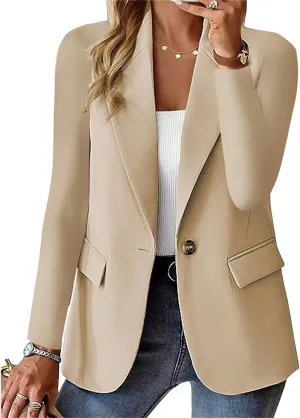 Blazers for Women Business Casual Lightweight Office Work Suit Jacket Elegant Lapel Long Sleeve Blazer with Pockets