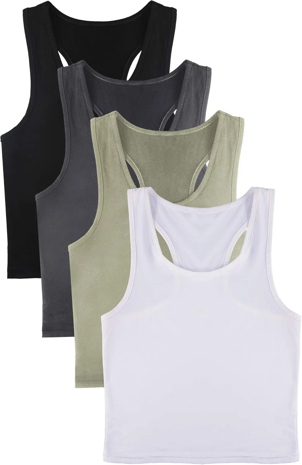 Boao 4 Pieces Basic Crop Tank Tops Sleeveless Racerback Crop Top for Women