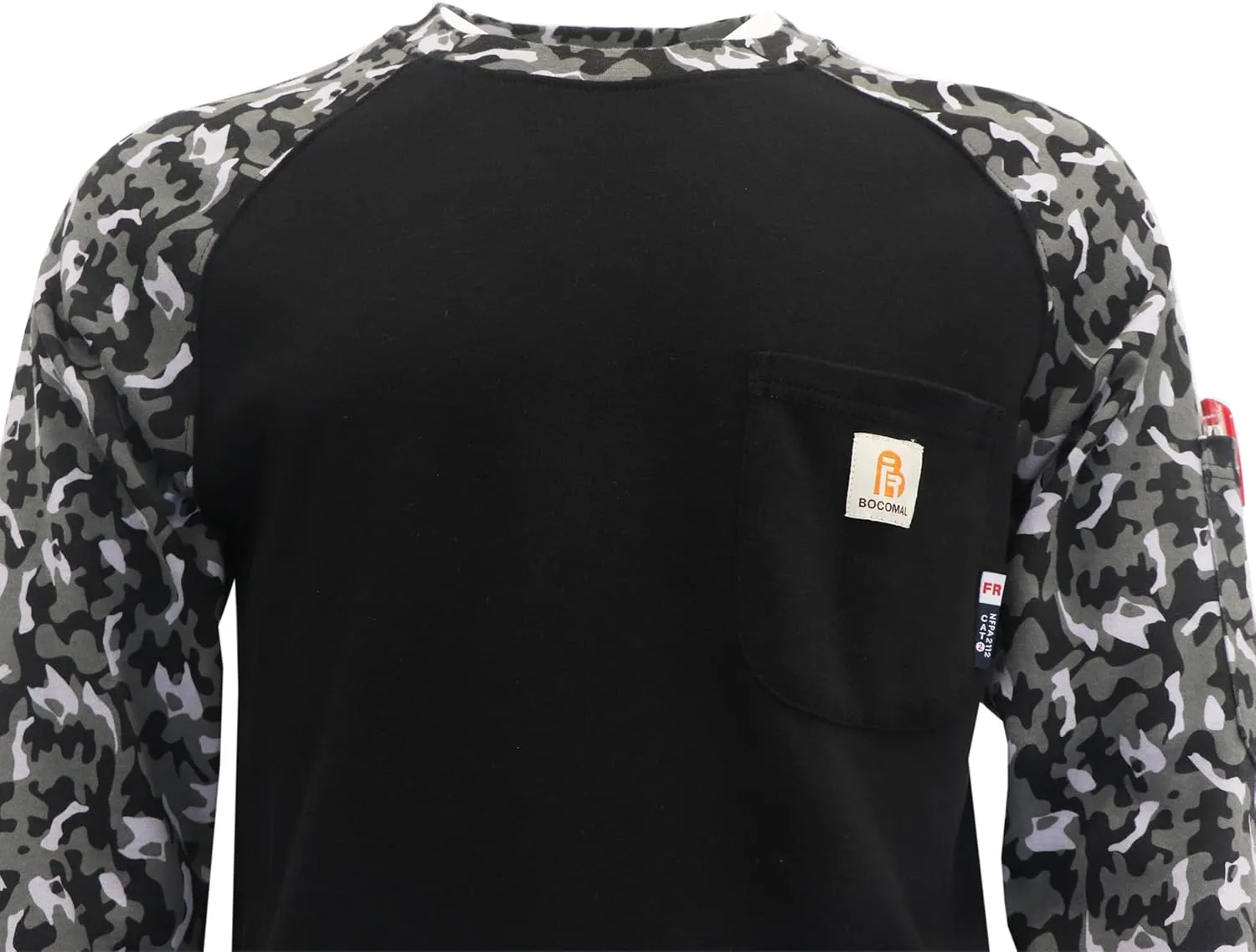 BOCOMAL FR Shirts Crewneck 7oz Midweight Flame Resistant Clothing NFPA2112 CAT2 Men's Fire Retardant Work Shirt