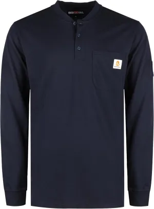 BOCOMAL FR Shirts Henley 7oz Midweight Fire Resistant Clothing NFPA2112 CAT2 Men's Flame Retardant Work Shirt