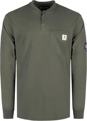 BOCOMAL FR Shirts Henley 7oz Midweight Fire Resistant Clothing NFPA2112 CAT2 Men's Flame Retardant Work Shirt