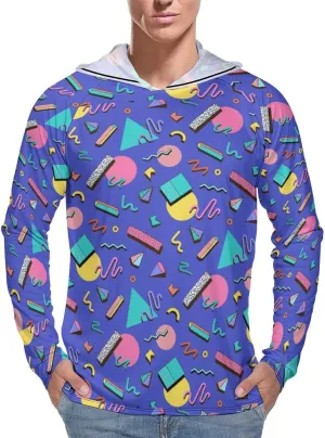 Bright Abstract 80s Men's Quick Dry Long Sleeve Shirts UV Sun Protection Moisture Wicking T-Shirt 2XL