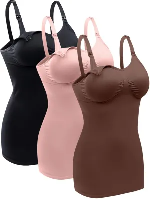 BRLIDO Womens Nursing Tank Tops Built in Bra for Breastfeeding Maternity Camisole Brasieres