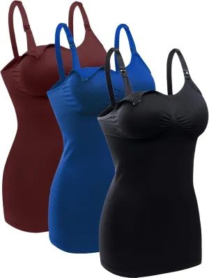 BRLIDO Womens Nursing Tank Tops Built in Bra for Breastfeeding Maternity Camisole Brasieres