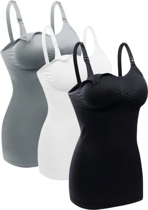 BRLIDO Womens Nursing Tank Tops Built in Bra for Breastfeeding Maternity Camisole Brasieres