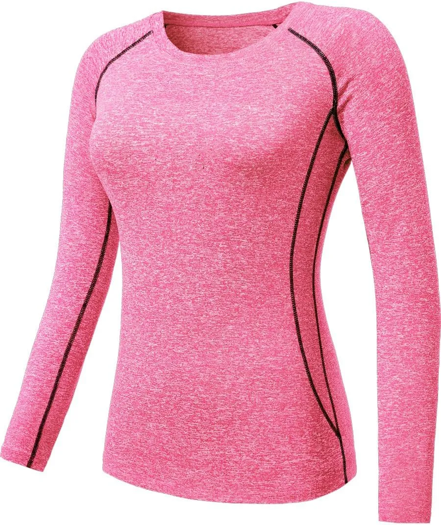 CADMUS 1 or 3 Pack Workout Long Sleeve Shirts for Women Dry Fit Compression Running Top