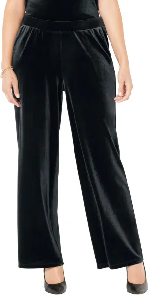 Catherines Women's Plus Size Anywear Velvet Wide Leg Pant
