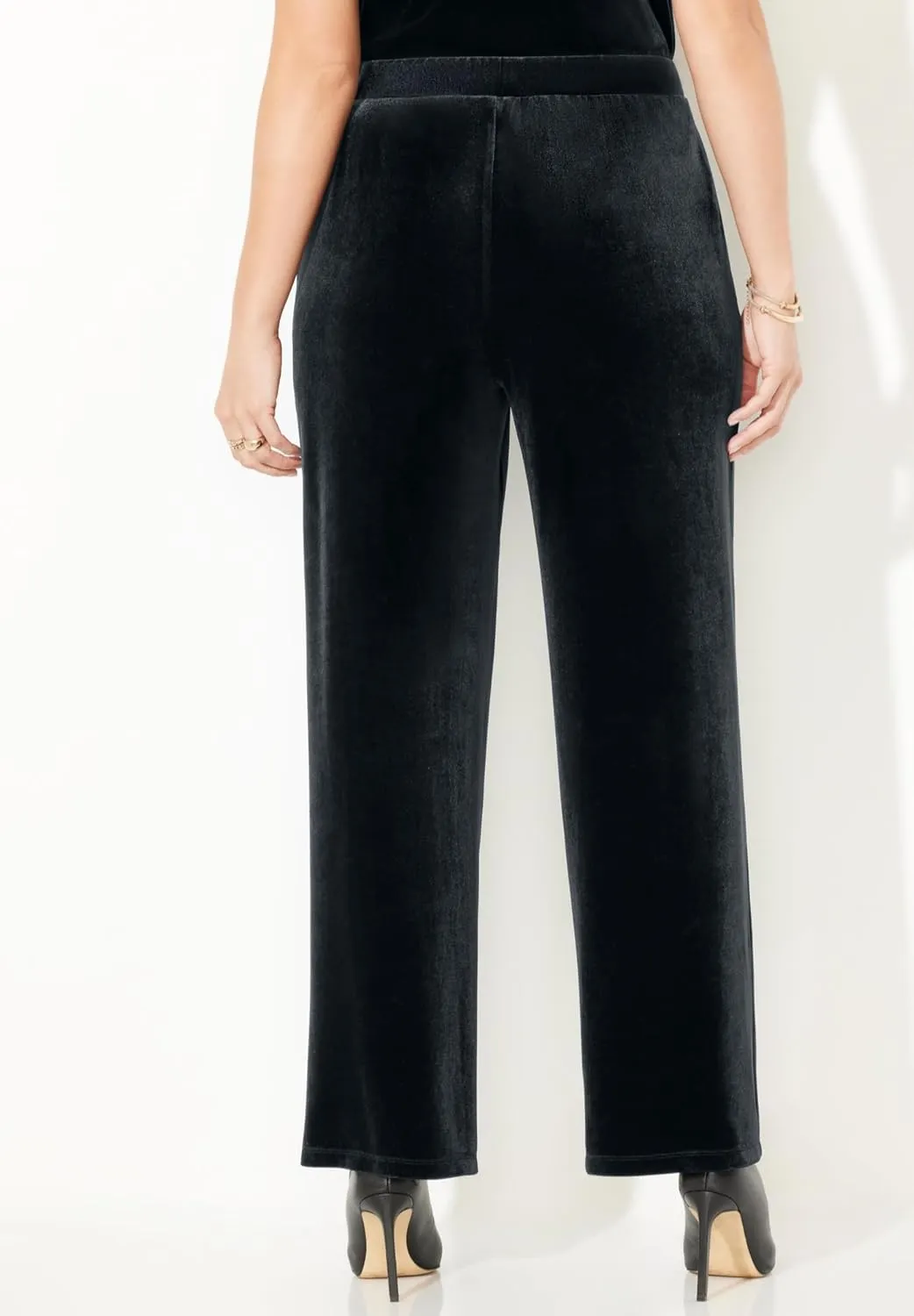 Catherines Women's Plus Size Anywear Velvet Wide Leg Pant