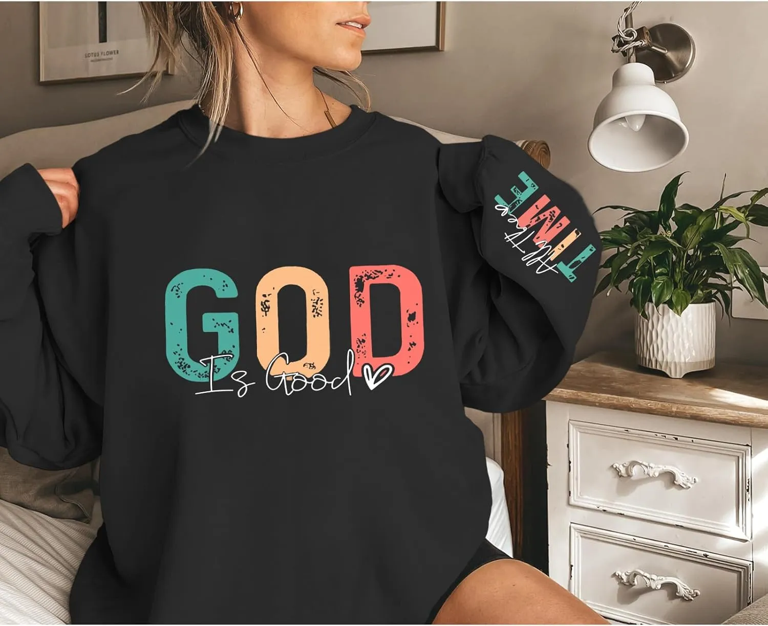 Christian God Is Good Sweatshirt for Women Oversized Religious Jesus Faith Shirts Inspirational Bible Verse Pullover