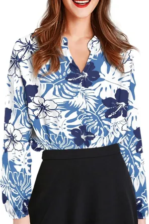 Coloranimal Women's Casual Long Sleeve Shirts Button Up V-Neck Blouse Tunic Tops Size S-5XL