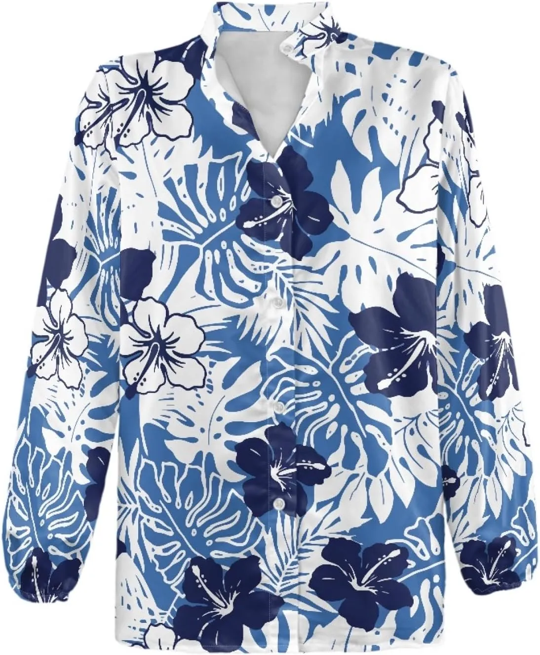 Coloranimal Women's Casual Long Sleeve Shirts Button Up V-Neck Blouse Tunic Tops Size S-5XL