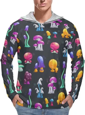 Colorful Fantasy Mushroom Men's Quick Dry Long Sleeve Shirts UV Sun Protection Moisture Wicking T-Shirt M