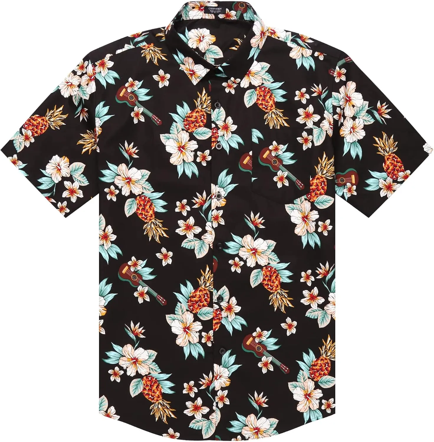 COOFANDY Mens Hawaiian Tropical Shirt Short Sleeve Casual Button Down Floral Summer Beach Shirts with Pocket