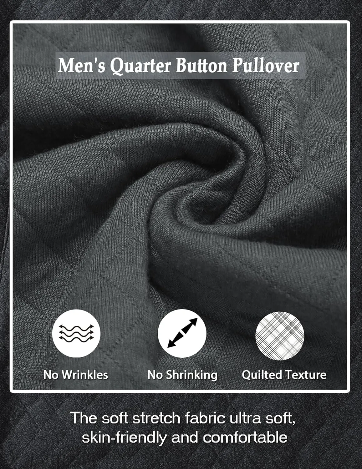 COOFANDY Mens Quarter Sweatshirt Quilted Long Sleeve Mock Neck Active Sweater Waffle Pullover Polo Shirts With Pockets