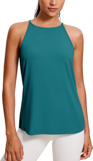 CRZ YOGA Halter High Neck Workout Tops for Women Flowy Cami Sleeveless Tank Athletic Yoga Shirts
