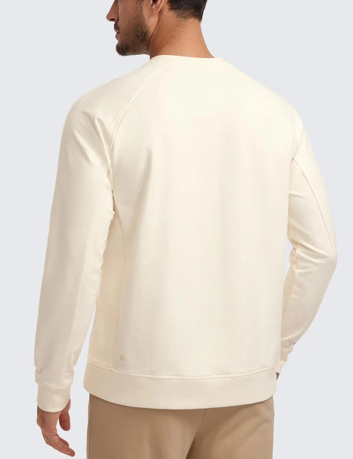 CRZ YOGA Mens Crewneck Sweatshirts French Terry Athletic Workout Sweat Shirts Casual Pullover Tops with Zipper Pocket
