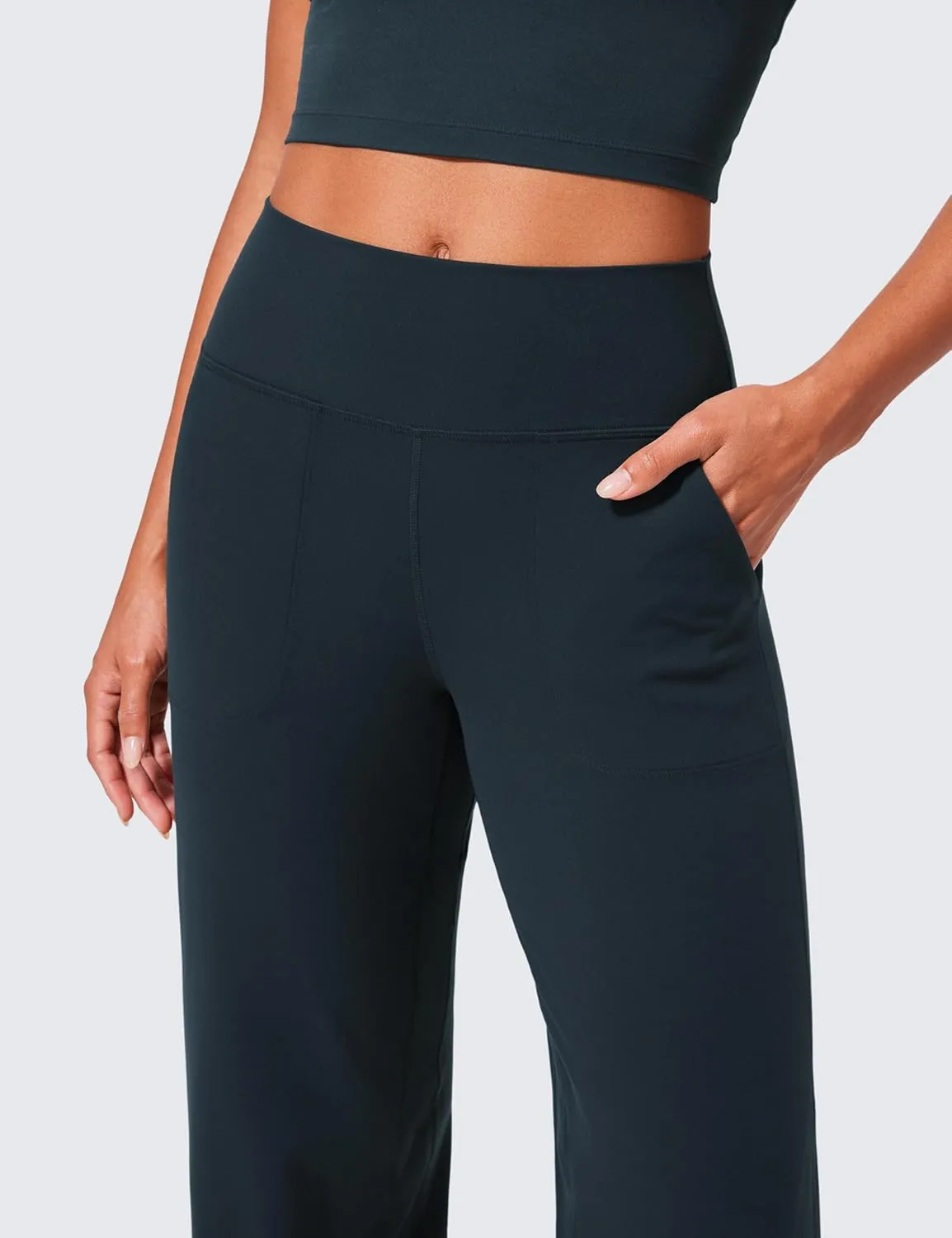 CRZ YOGA Womens Butterlift High Waisted Wide Leg Pants with Pockets 29"/31"/33" - Yoga Lounge Buttery Soft Comfy Casual