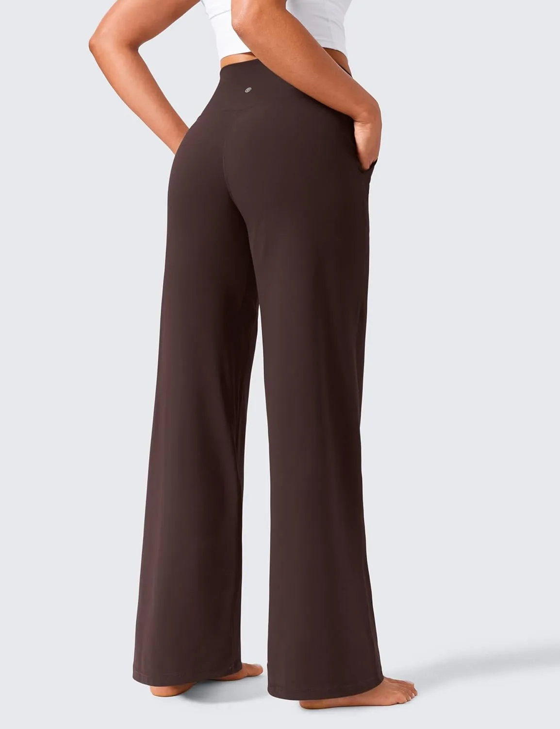 CRZ YOGA Womens Butterlift High Waisted Wide Leg Pants with Pockets 29"/31"/33" - Yoga Lounge Buttery Soft Comfy Casual
