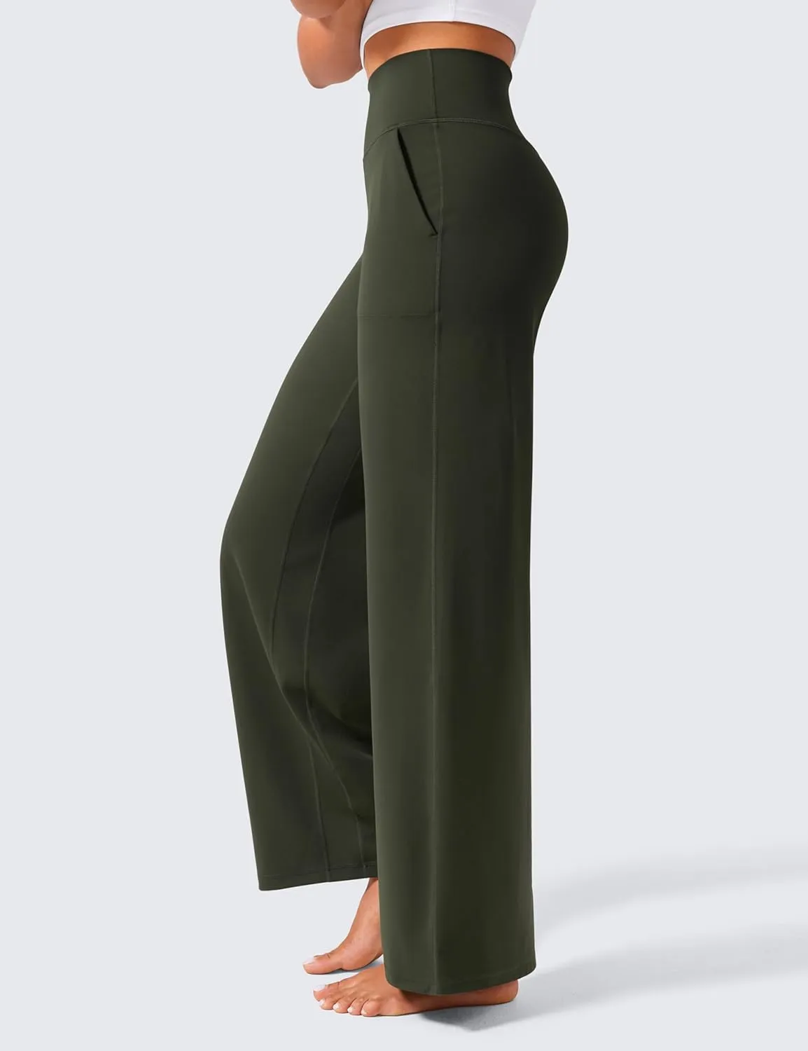 CRZ YOGA Womens Butterlift High Waisted Wide Leg Pants with Pockets 29"/31"/33" - Yoga Lounge Buttery Soft Comfy Casual