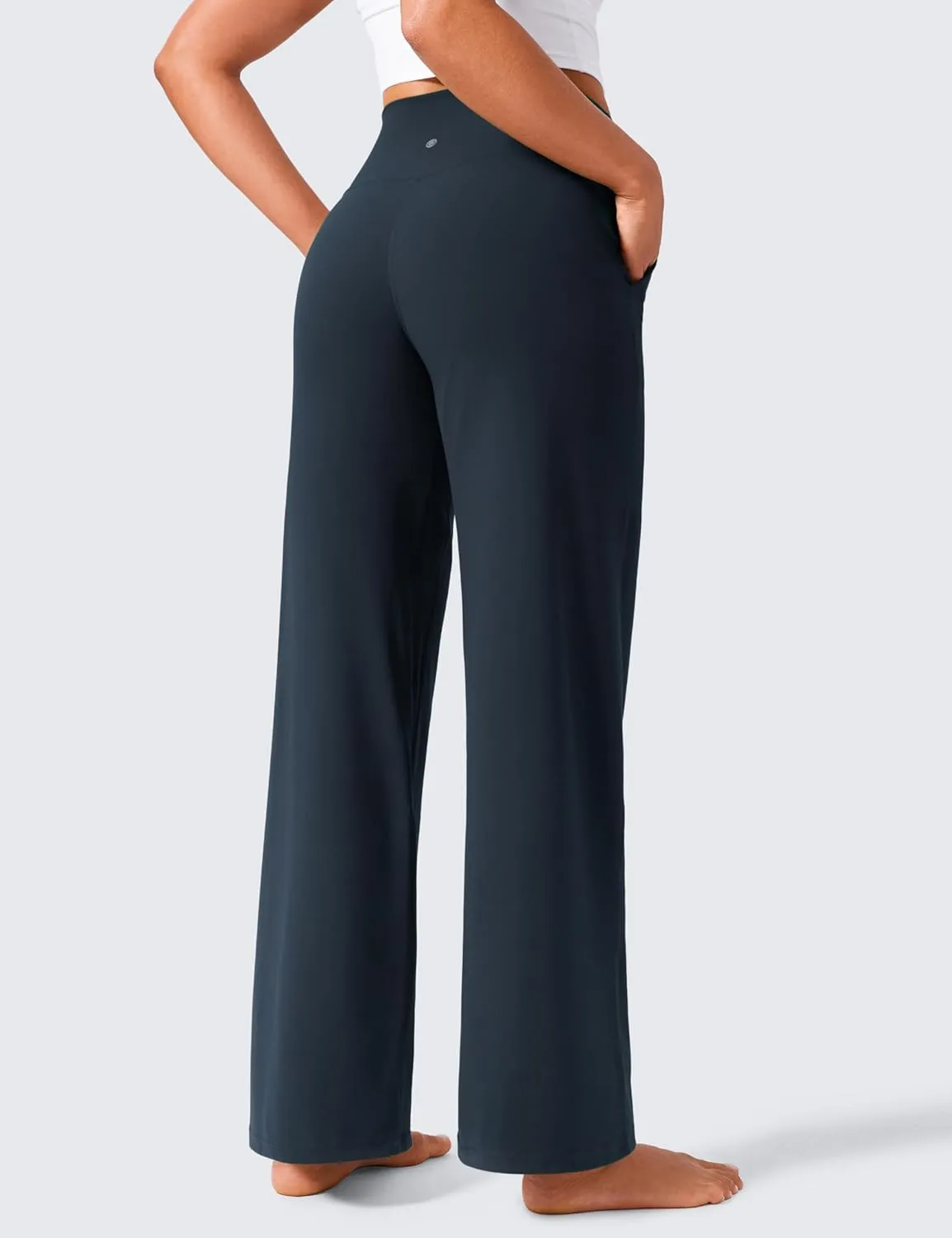 CRZ YOGA Womens Butterlift High Waisted Wide Leg Pants with Pockets 29"/31"/33" - Yoga Lounge Buttery Soft Comfy Casual