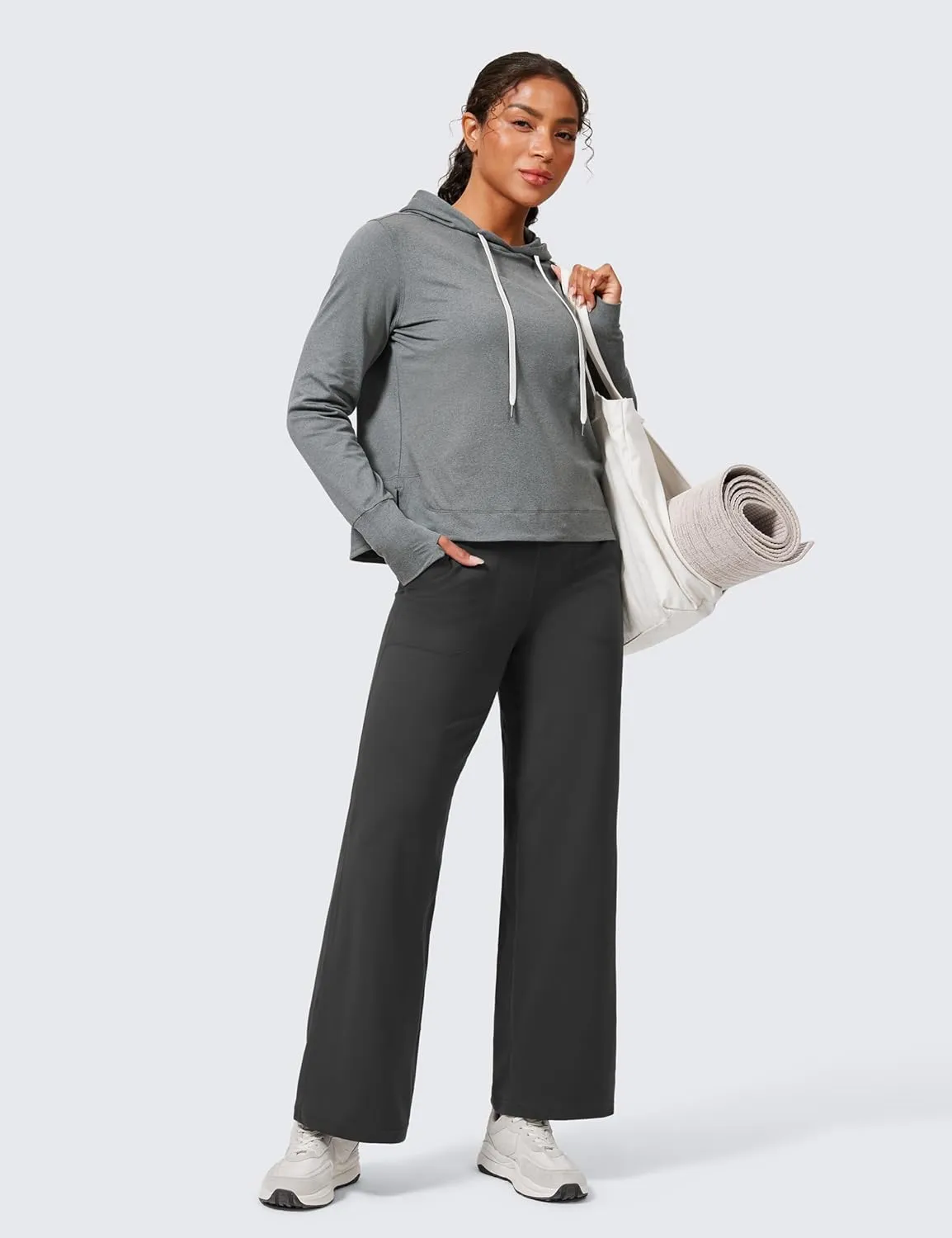 CRZ YOGA Womens Butterlift High Waisted Wide Leg Pants with Pockets 29"/31"/33" - Yoga Lounge Buttery Soft Comfy Casual