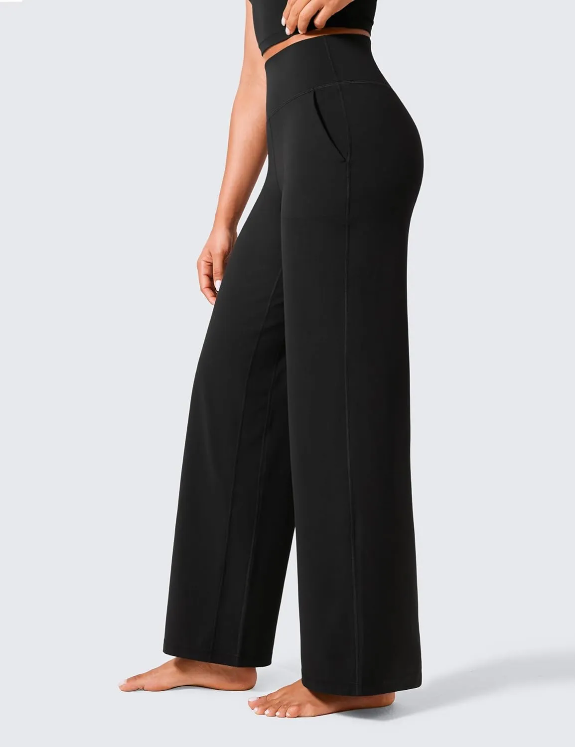 CRZ YOGA Womens Butterlift High Waisted Wide Leg Pants with Pockets 29"/31"/33" - Yoga Lounge Buttery Soft Comfy Casual