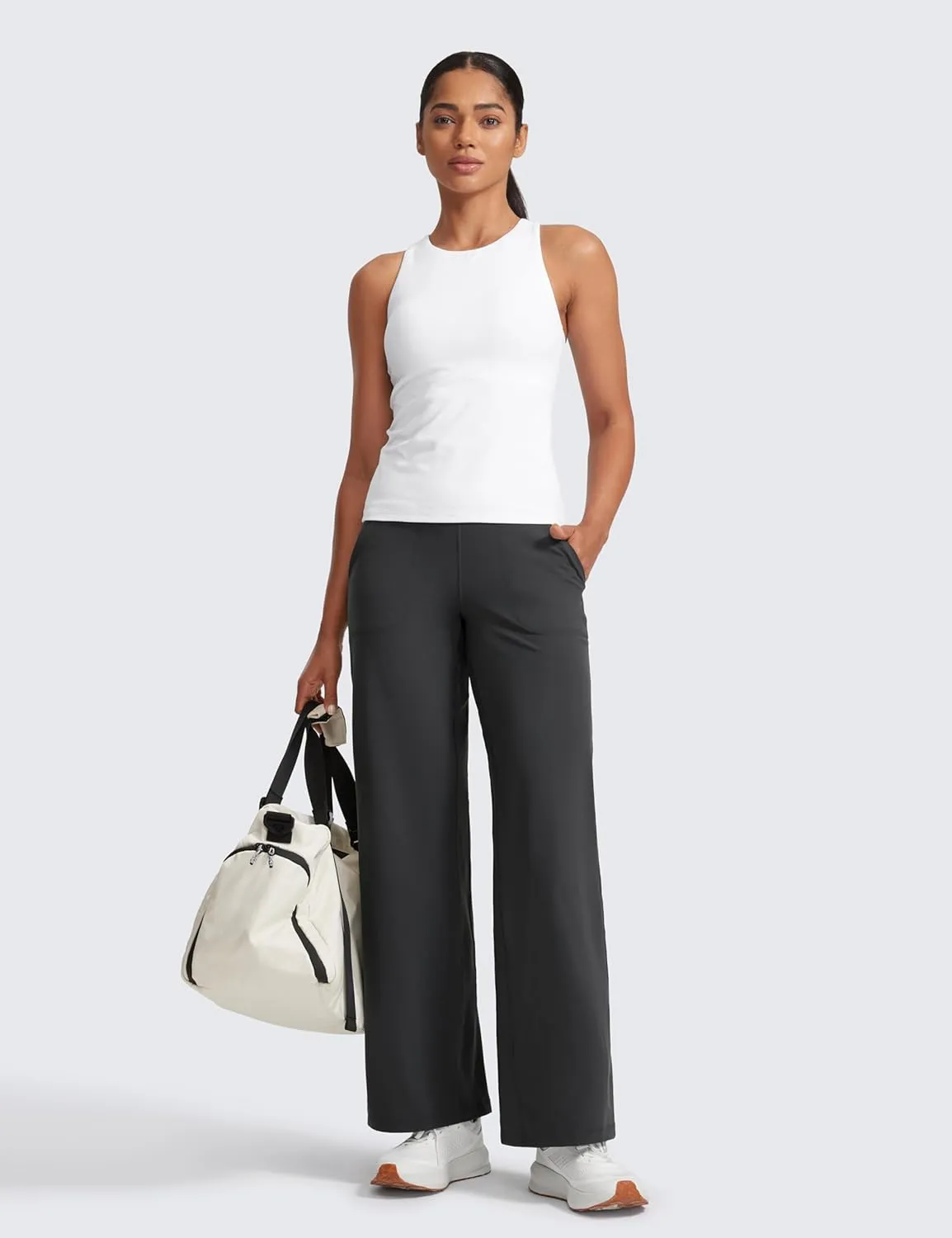 CRZ YOGA Womens Butterlift High Waisted Wide Leg Pants with Pockets 29"/31"/33" - Yoga Lounge Buttery Soft Comfy Casual
