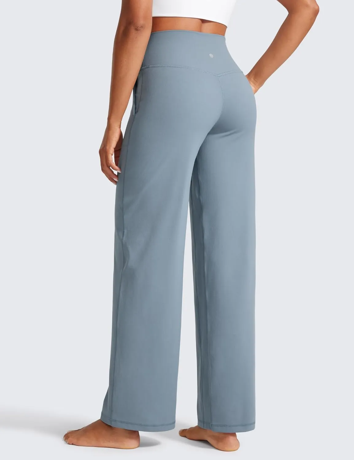 CRZ YOGA Womens Butterlift High Waisted Wide Leg Pants with Pockets 29"/31"/33" - Yoga Lounge Buttery Soft Comfy Casual