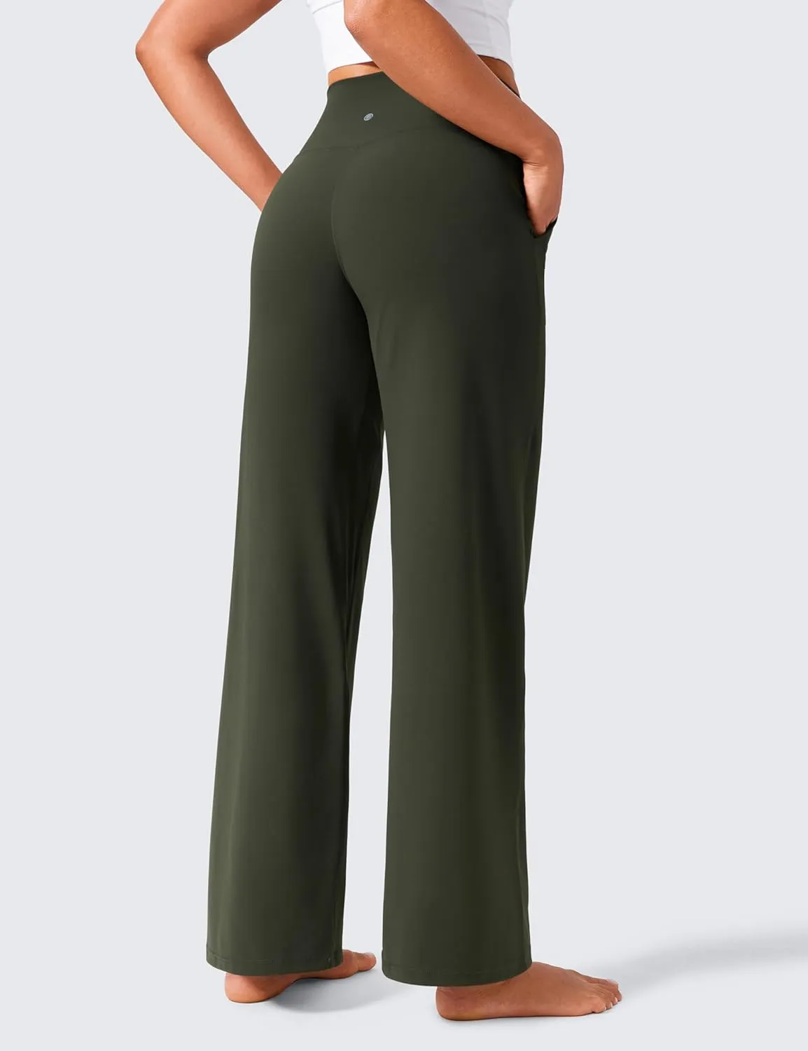 CRZ YOGA Womens Butterlift High Waisted Wide Leg Pants with Pockets 29"/31"/33" - Yoga Lounge Buttery Soft Comfy Casual
