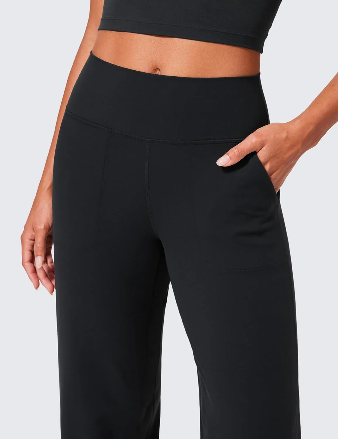 CRZ YOGA Womens Butterlift High Waisted Wide Leg Pants with Pockets 29"/31"/33" - Yoga Lounge Buttery Soft Comfy Casual